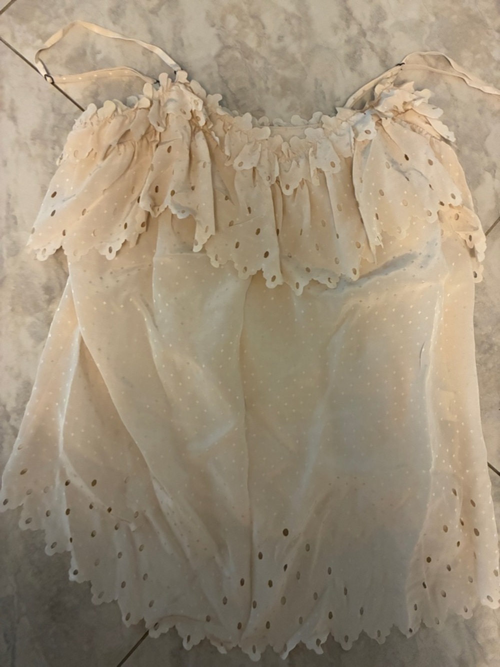 Rebecca Taylor Cream Eyelet Ruffle Camisole